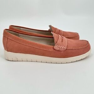 Land’s End Comfort Step Pink Slip On Leather Suede Women's Loafers Size 9D